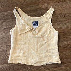 VTG Peace by piece butter yellow linen top. Size Small